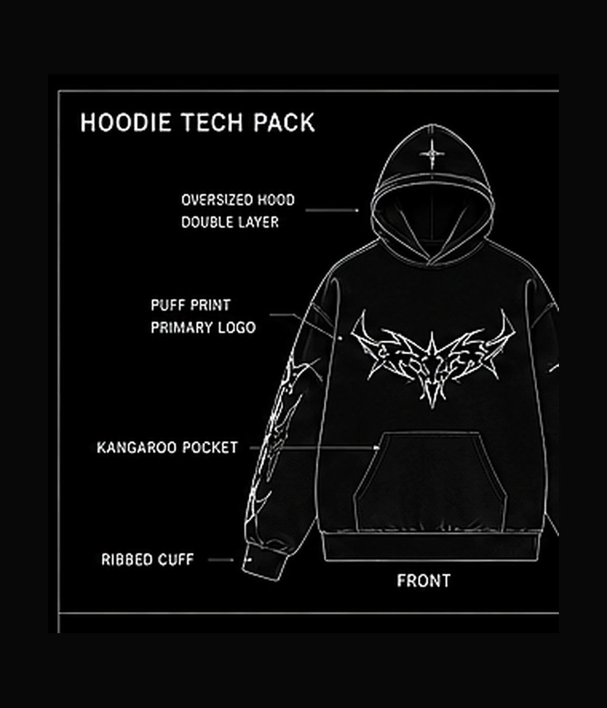 Front technical view of the Neotora Signature Track Hoodie