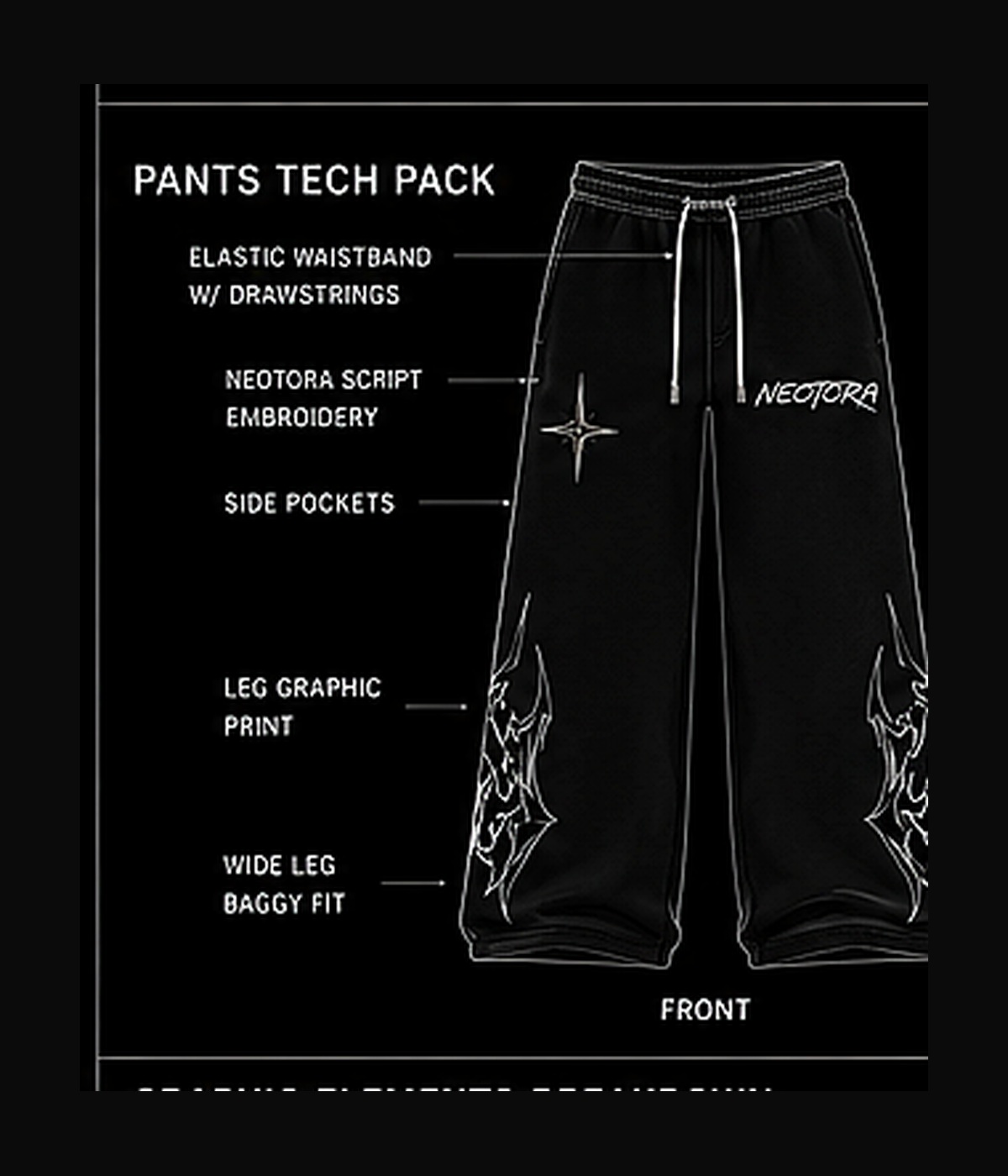 Front technical view of the Neotora Signature Track Pants