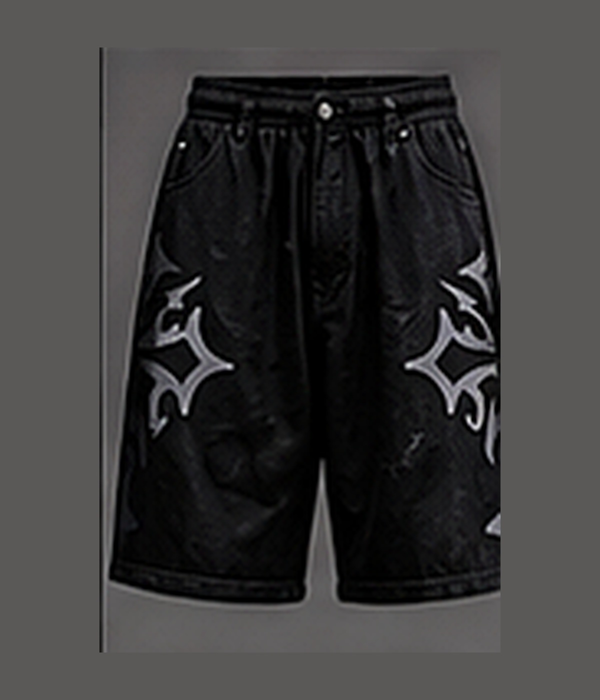 Neotora Thorn Panel Jorts in black with grey leg graphics